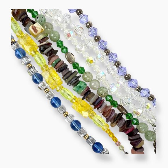 Fashion Tennis Bracelets Lot 6 Colorful Beads Natural Stone Chips Clasp Toggle - Picture 6 of 9